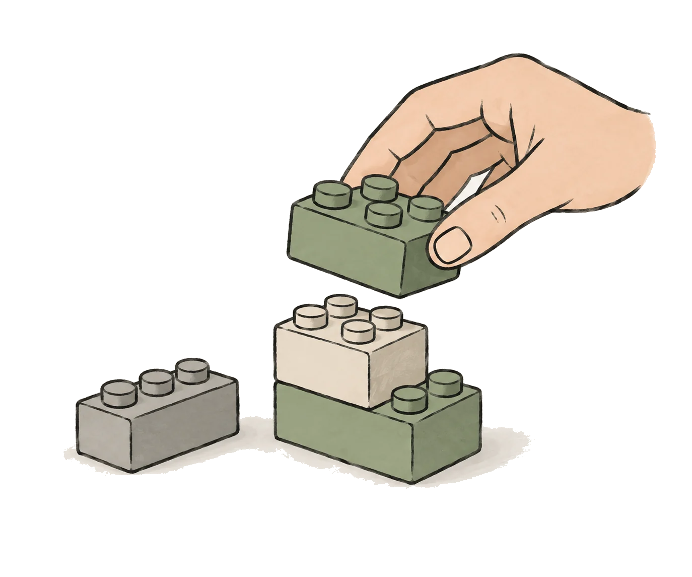 An illustration of building bricks being clicked together