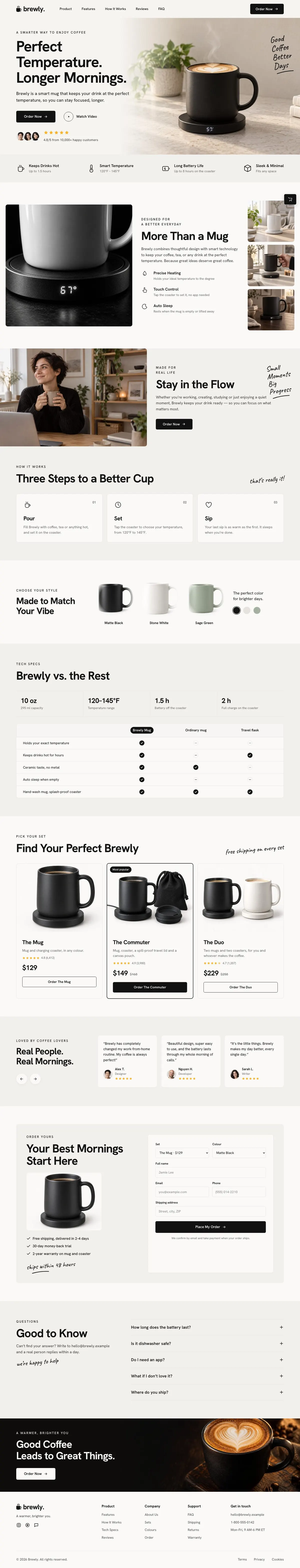 Smart Mug DTC template, the whole page on desktop