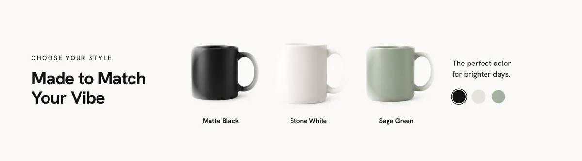 Smart Mug DTC template — Colors section