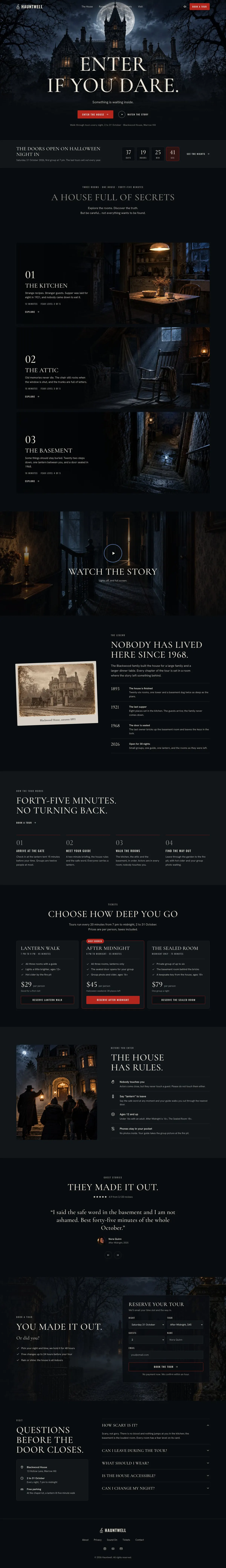 Haunted House Story template, the whole page on desktop