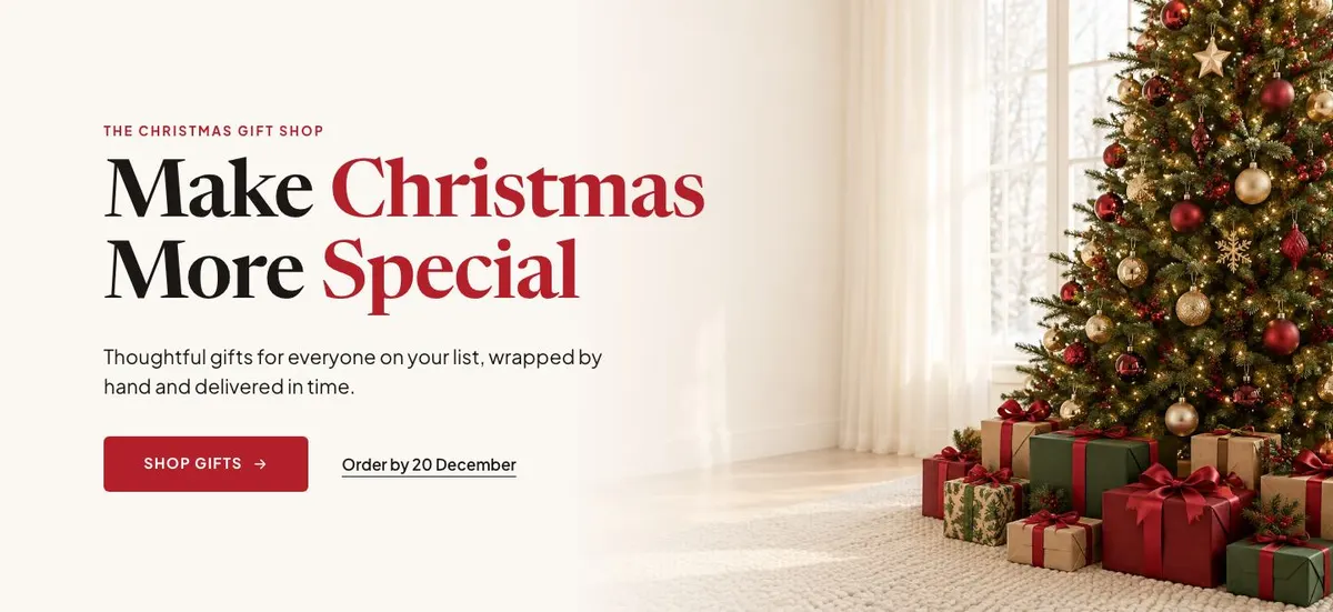 Christmas Gift Shop template — Hero section