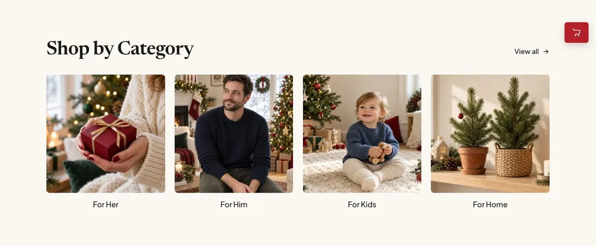 Christmas Gift Shop template — Categories section