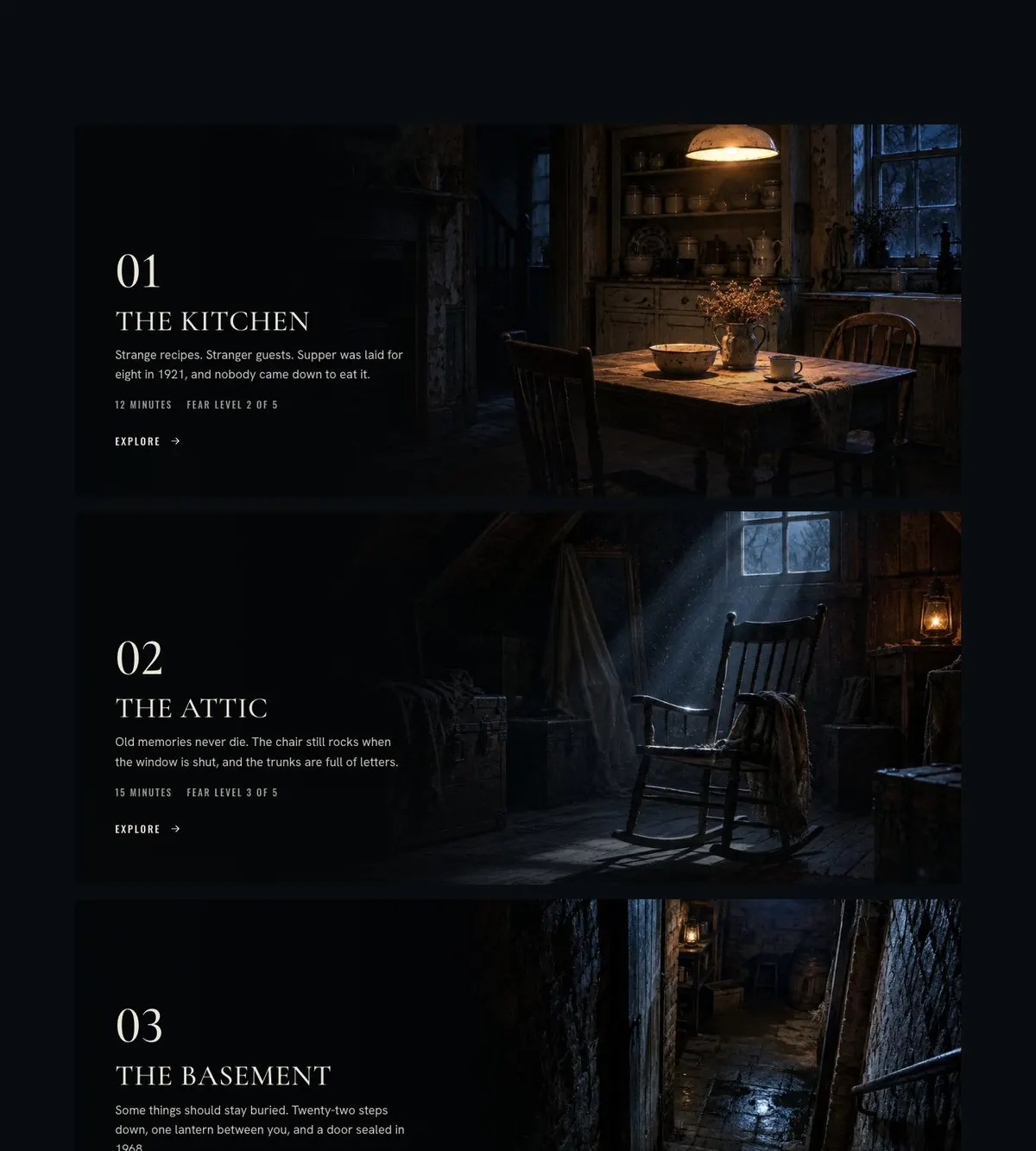 Haunted House Story template — Rooms section