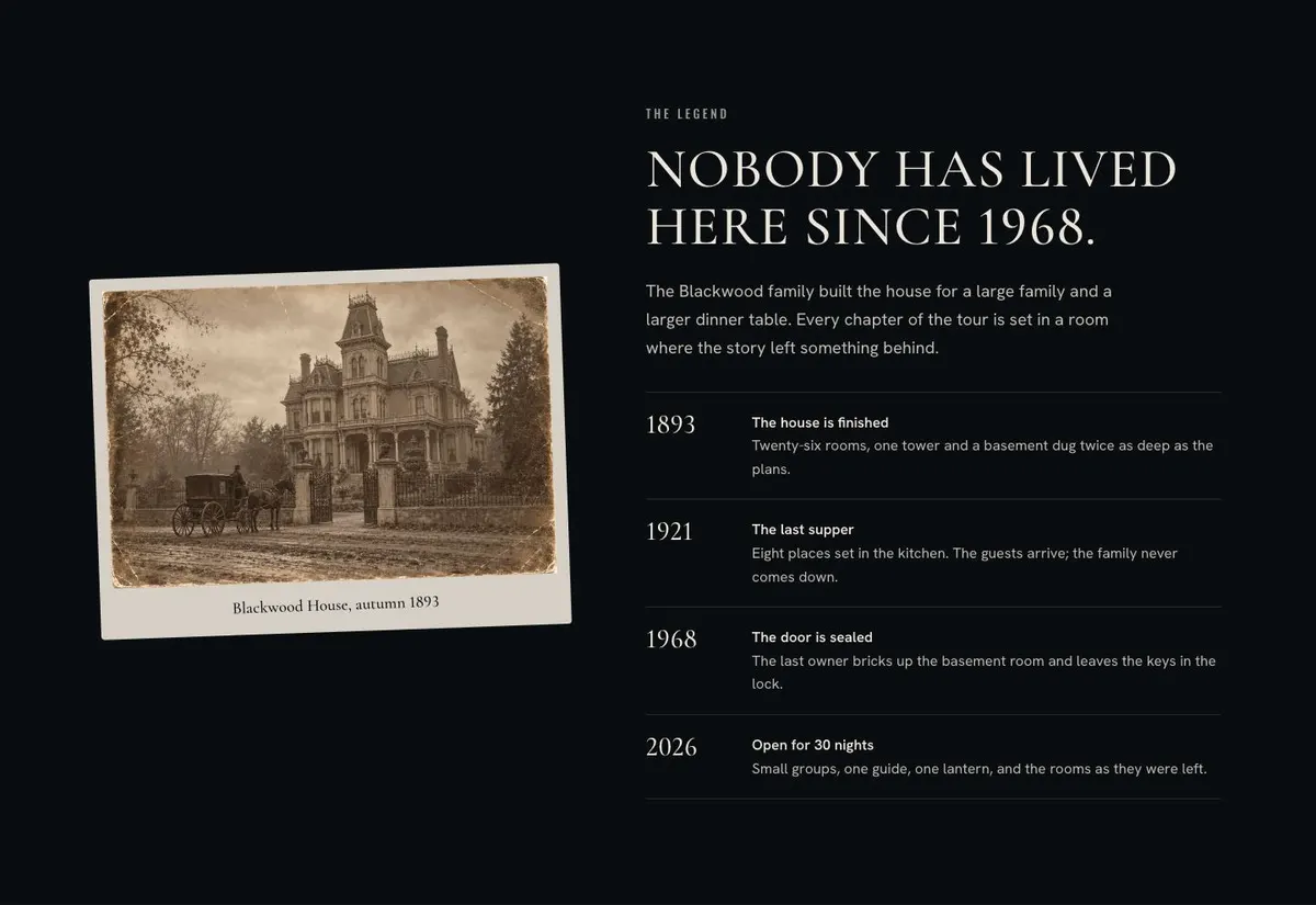 Haunted House Story template — Legend section