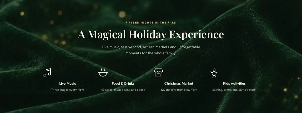 Christmas Market Event template — Activities section