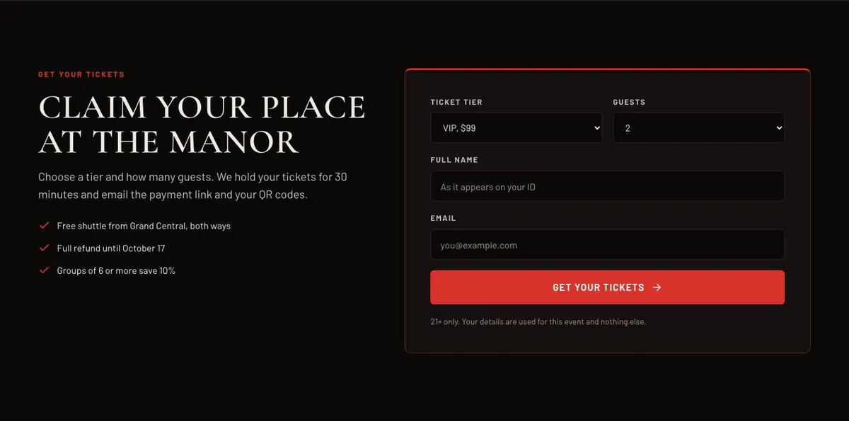 Halloween Manor Party template — Book section