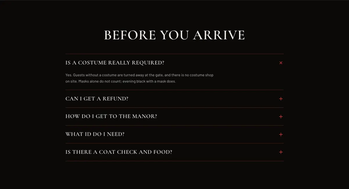 Halloween Manor Party template — Questions section