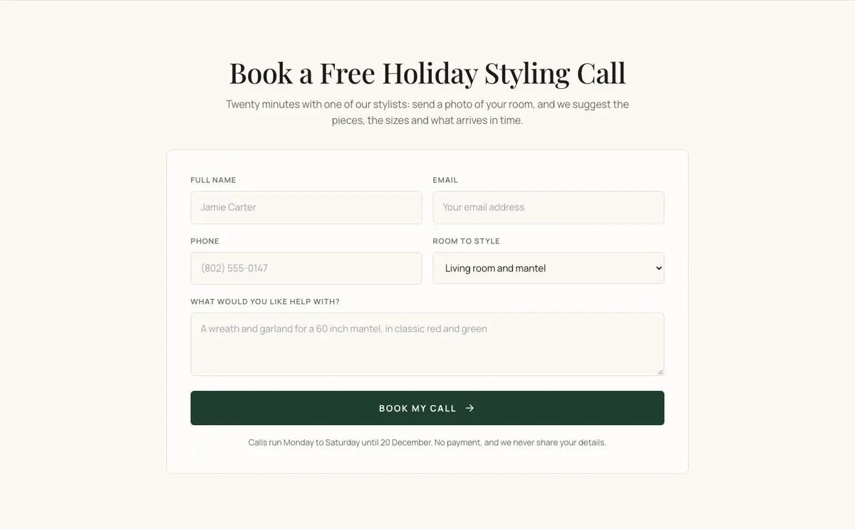 Christmas Home Decor template — Order section