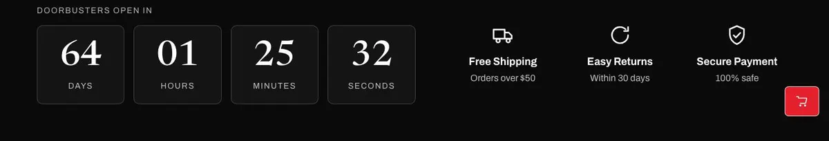 Black Friday Mega Sale template — Countdown section