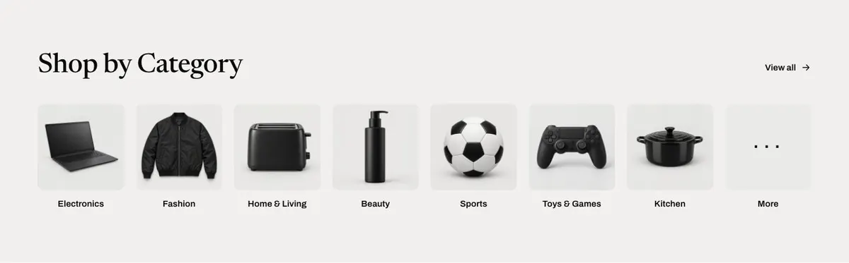 Black Friday Mega Sale template — Categories section