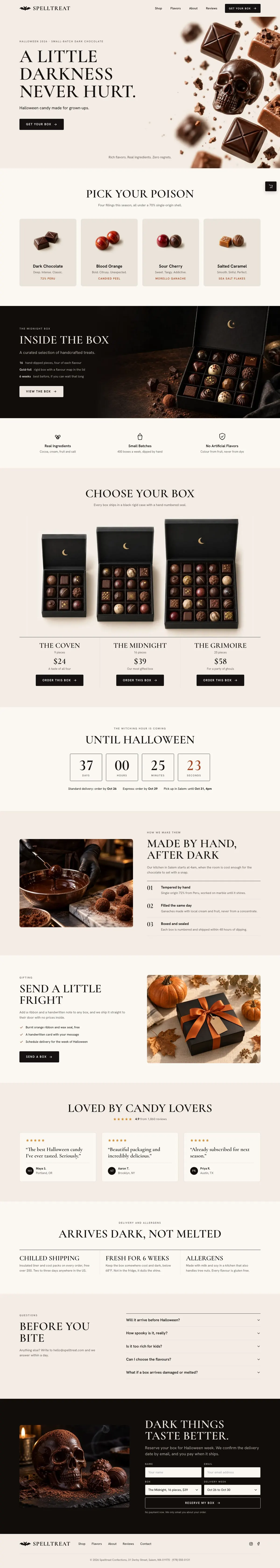 Halloween Candy Brand template, the whole page on desktop