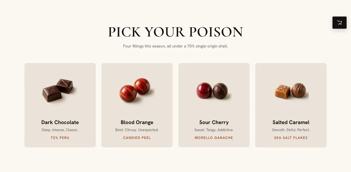 Halloween Candy Brand template — Flavors section