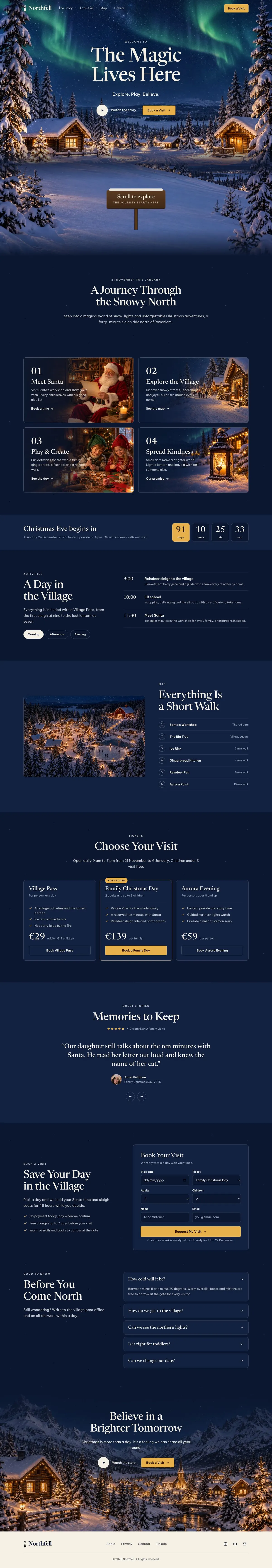 Christmas Village Story template, the whole page on desktop