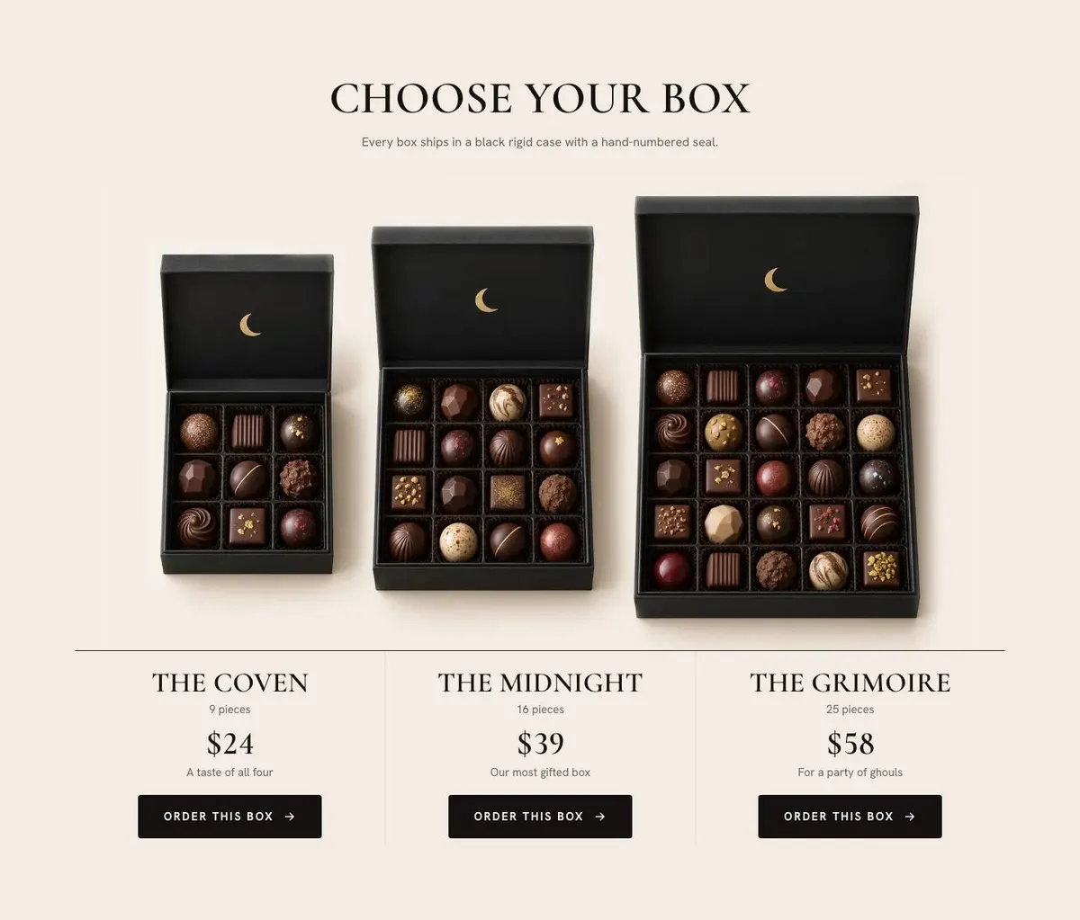 Halloween Candy Brand template — Boxes section