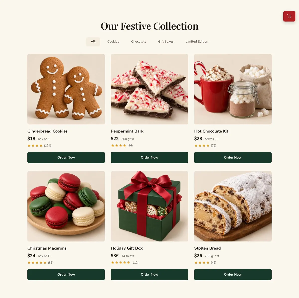 Christmas Treats Bakery template — Collection section
