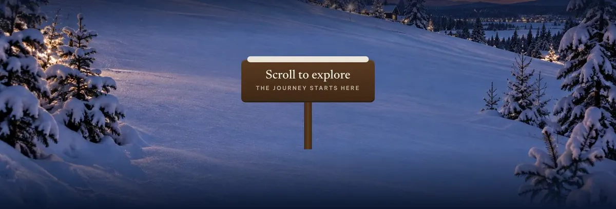 Christmas Village Story template — Scroll to explore The journey starts section