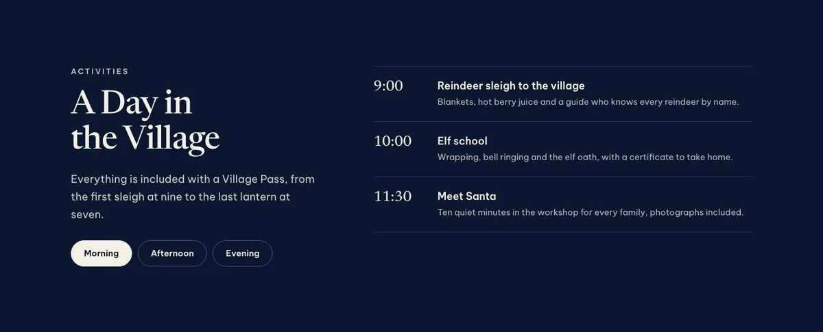Christmas Village Story template — Day section