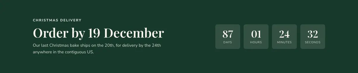 Christmas Treats Bakery template — Christmas delivery Order by 19 December section