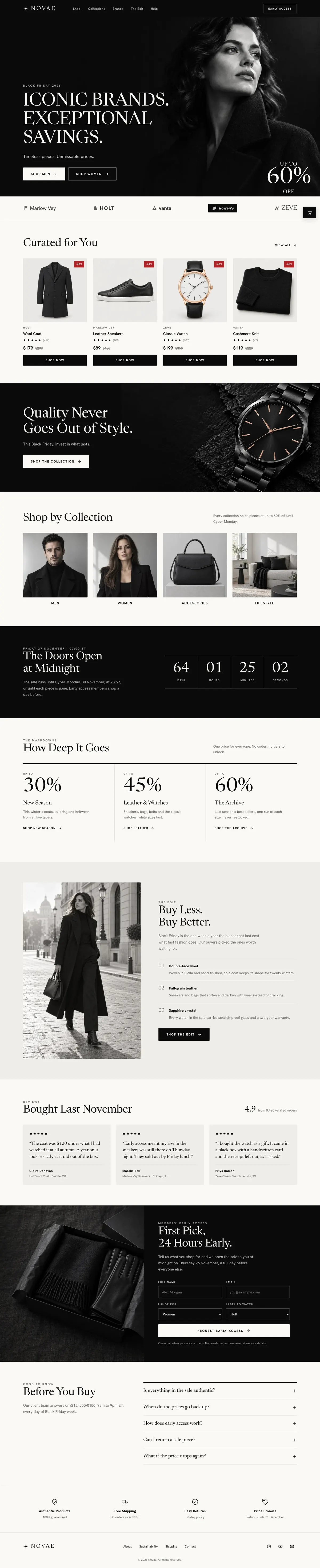 Black Friday Premium Brands template, the whole page on desktop