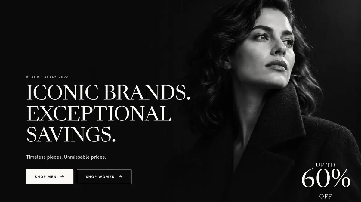 Black Friday Premium Brands template — Hero section