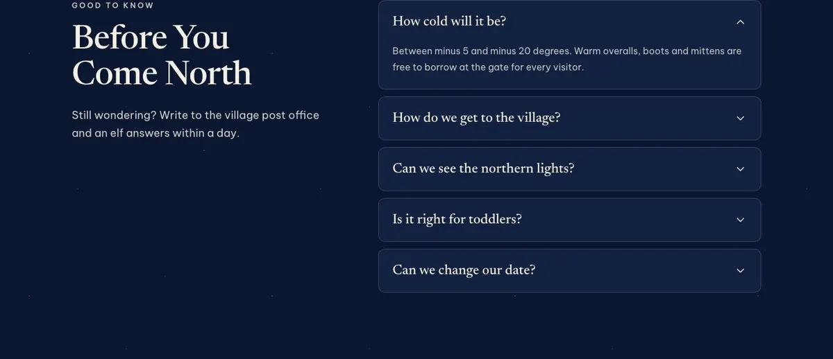 Christmas Village Story template — Questions section