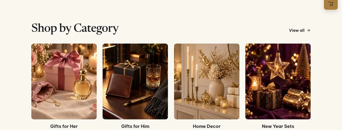 New Year Gift Shop template — Gifts section