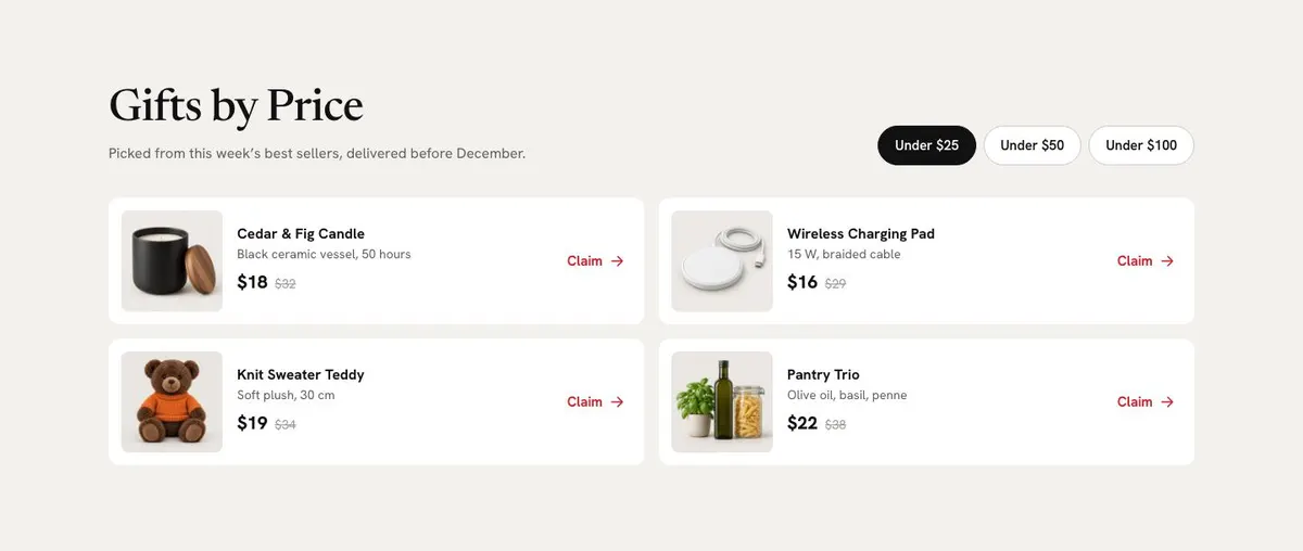 Black Friday Marketplace template — Price section