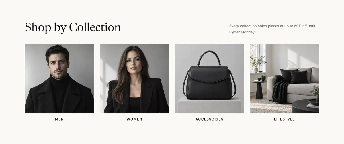 Black Friday Premium Brands template — Collections section