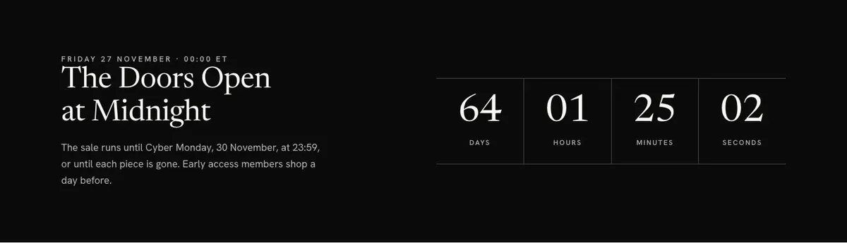 Black Friday Premium Brands template — Countdown section
