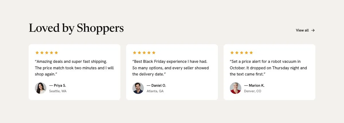 Black Friday Marketplace template — Reviews section