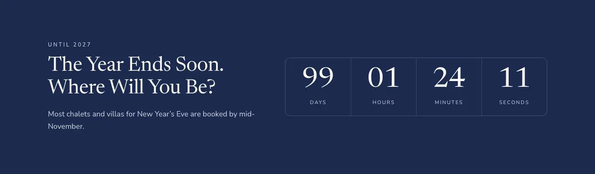 New Year Getaway template — Until 2027 The Year Ends Soon section