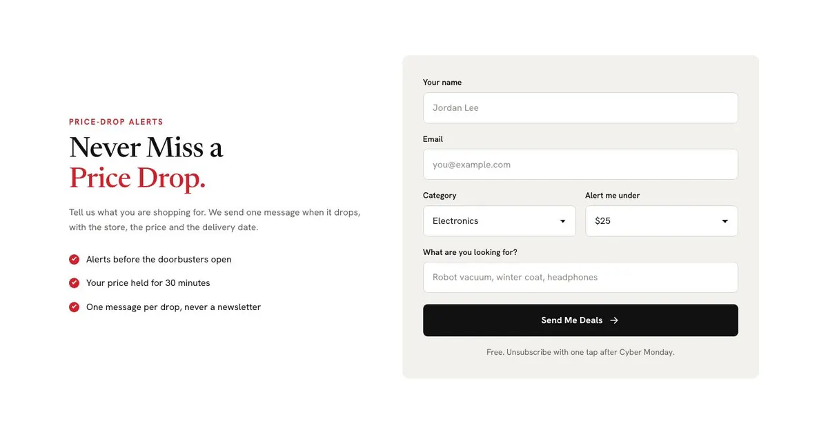 Black Friday Marketplace template — Alert section