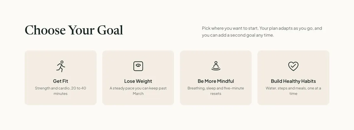 New Year Fitness template — Goals section