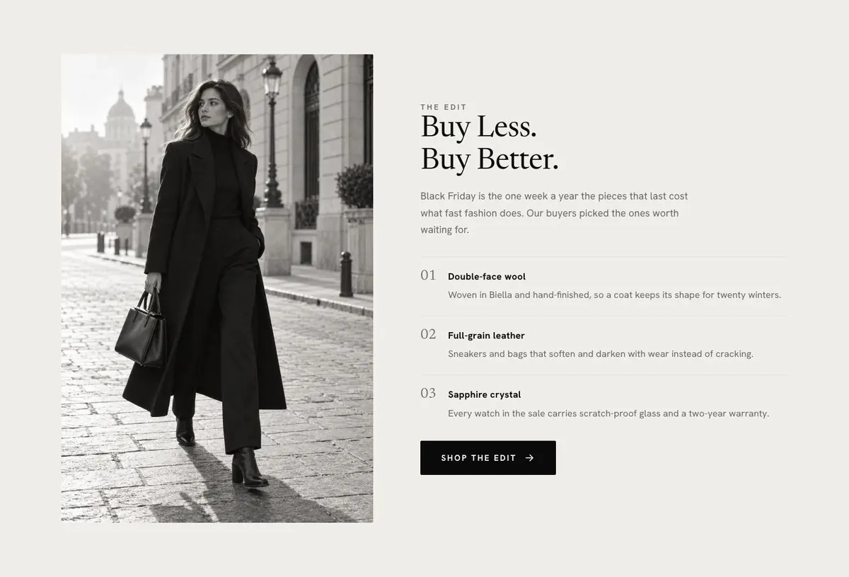 Black Friday Premium Brands template — Edit section