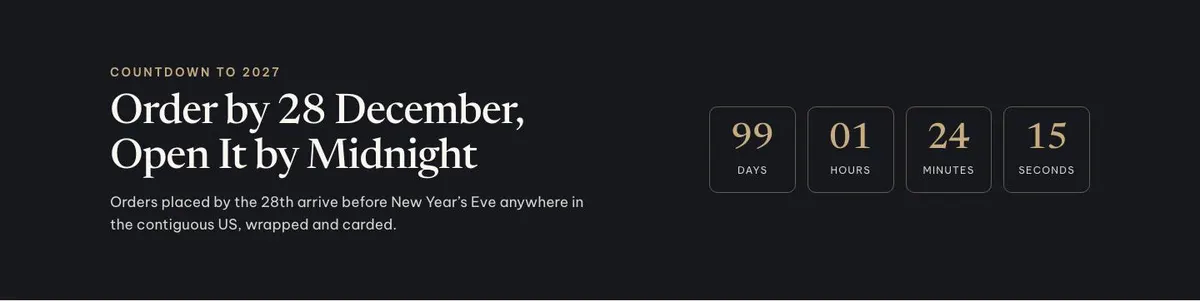 New Year Gift Shop template — Countdown to 2027 Order by 28 section