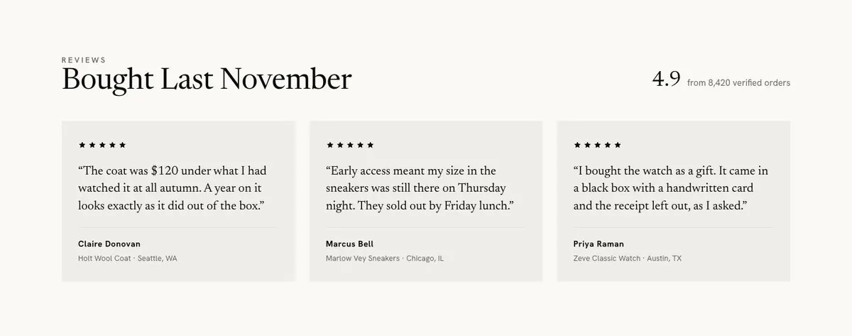 Black Friday Premium Brands template — Reviews section