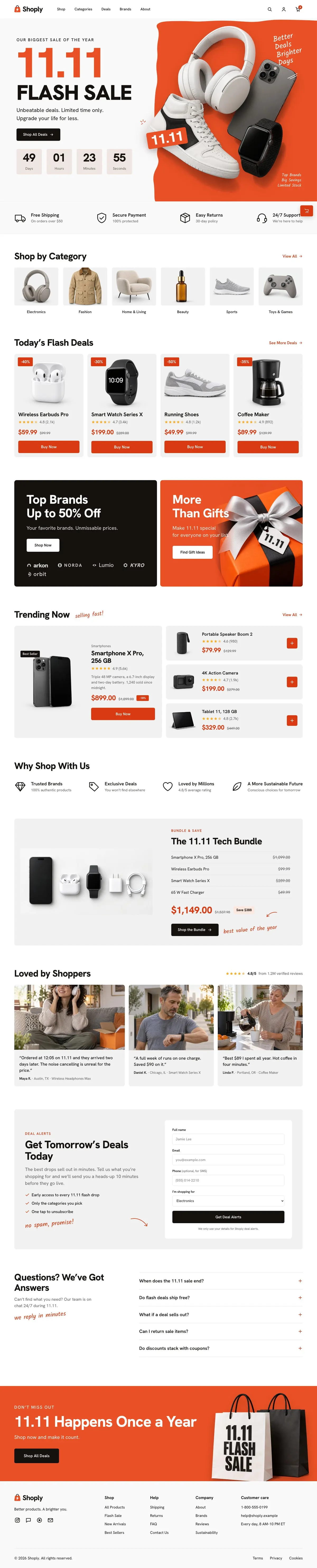 11.11 Flash Sale template, the whole page on desktop