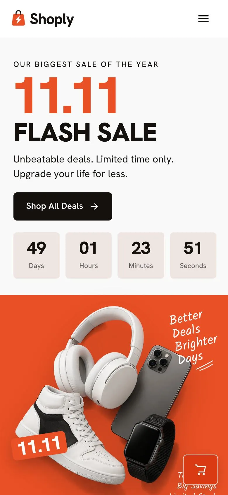 11.11 Flash Sale landing page template on a phone