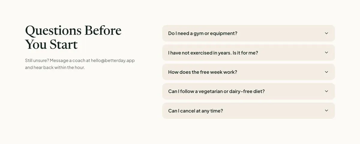 New Year Fitness template — Questions section