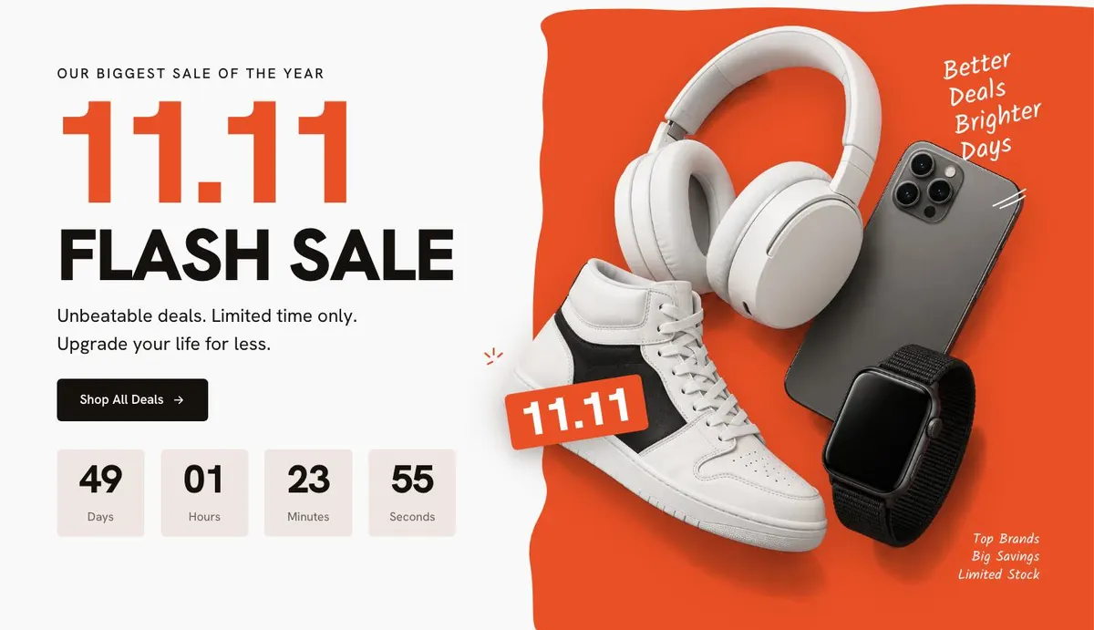 11.11 Flash Sale template — Hero section