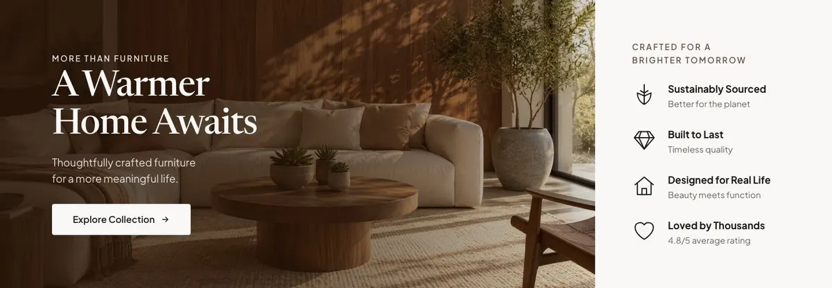Wooden Furniture Sale template — Collection section