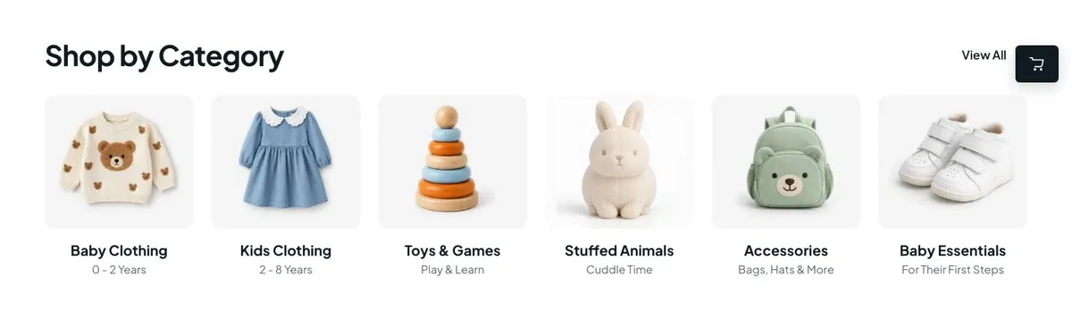 Kids 11.11 Sale template — Categories section