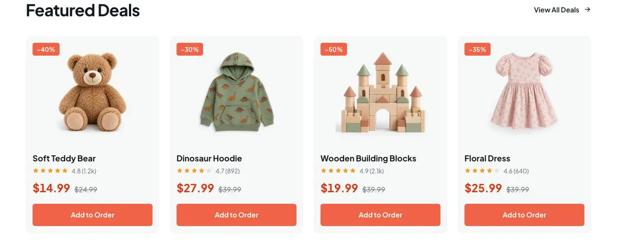 Kids 11.11 Sale template — Deals section