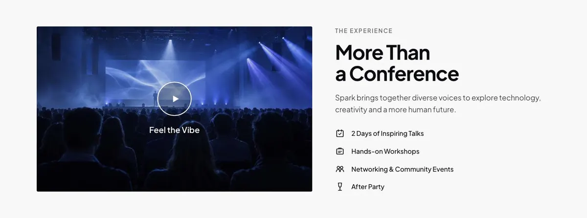 Creator Conference template — About section