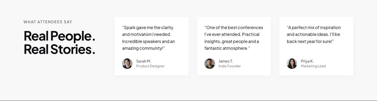 Creator Conference template — Stories section