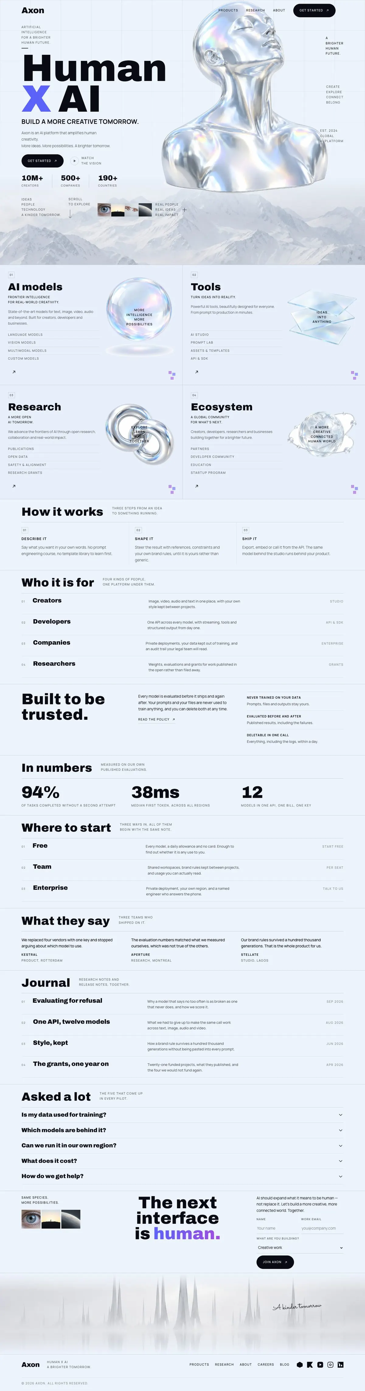 AI Product template, the whole page on desktop