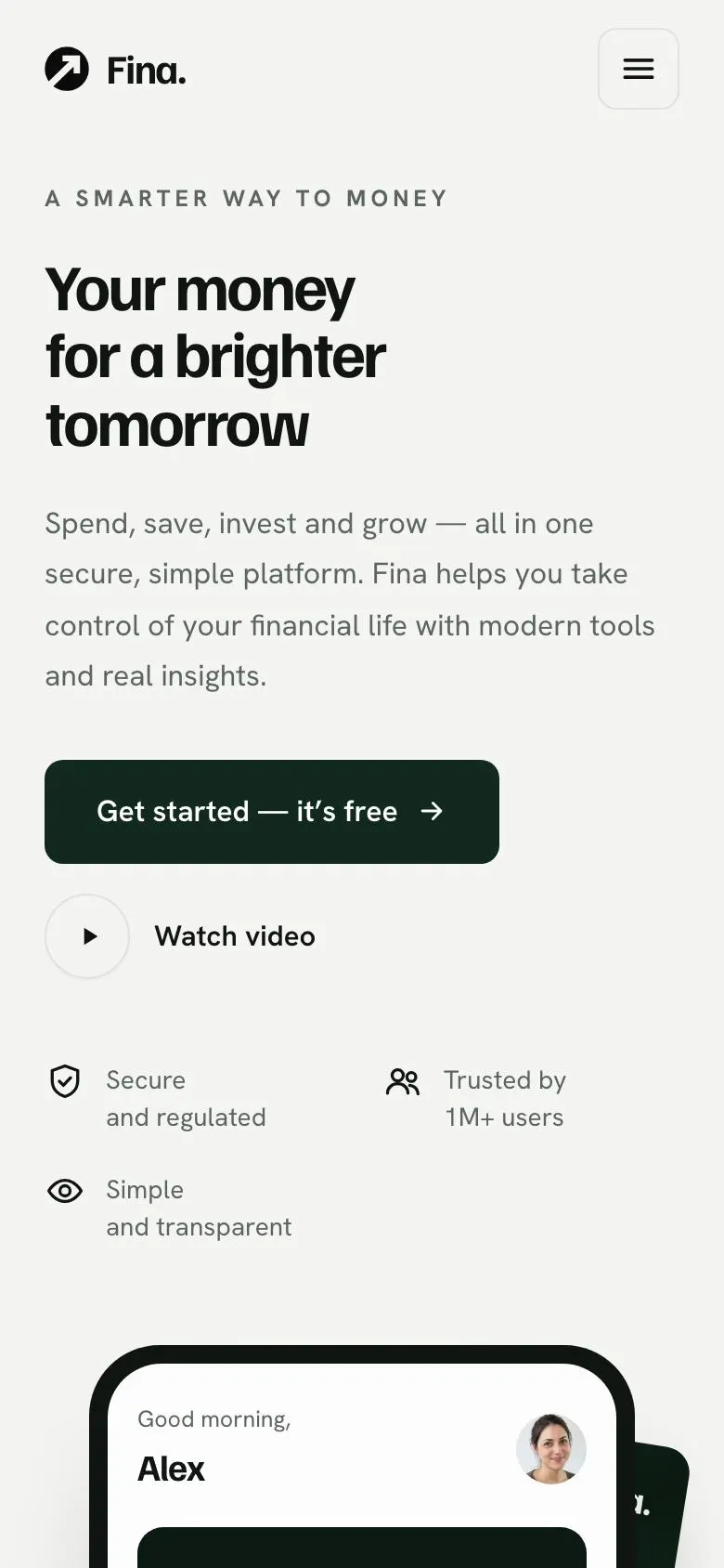 Web3 landing page template on a phone
