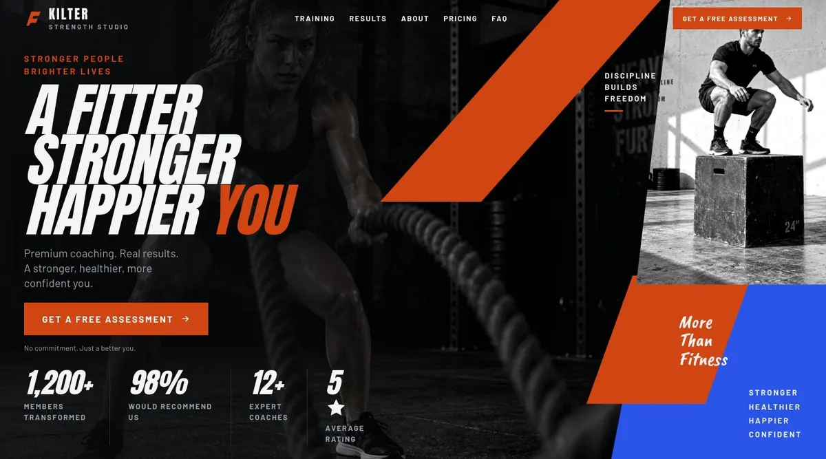 Gym template — Hero section