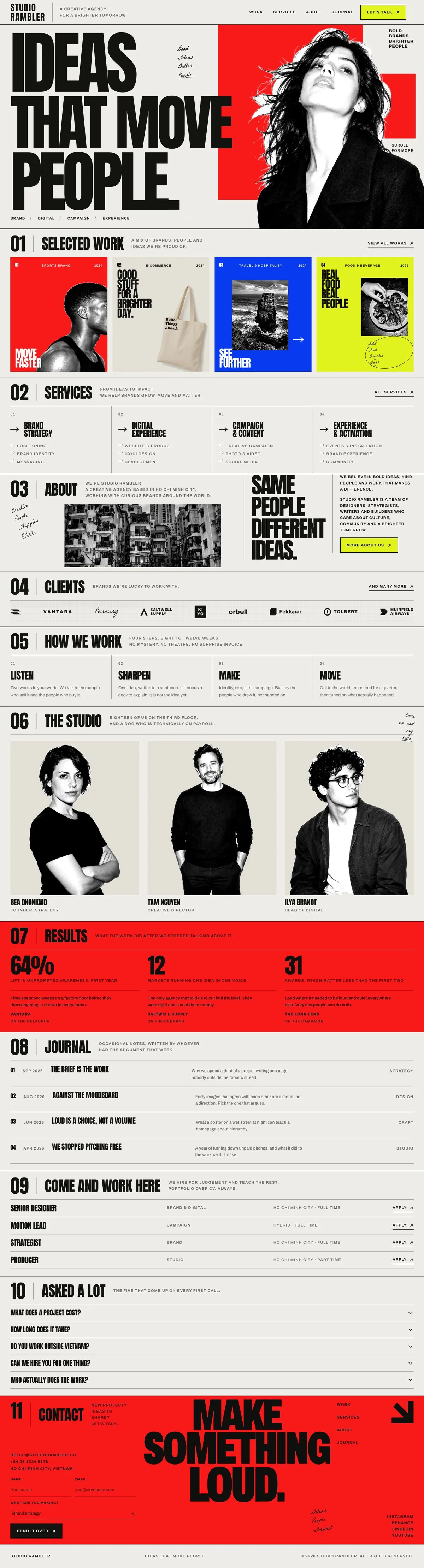 Bold Agency template, the whole page on desktop