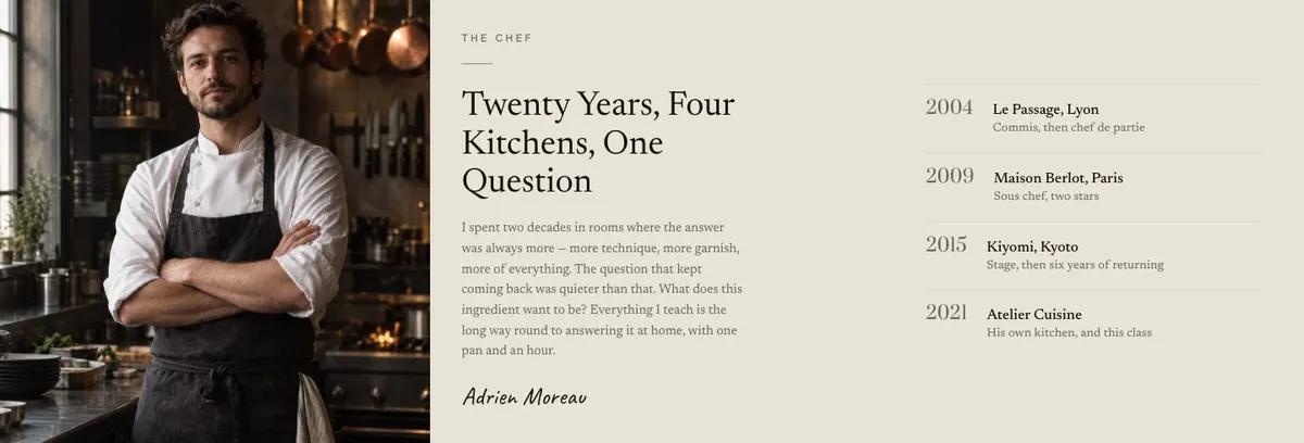 Course Enrolment template — Chef section